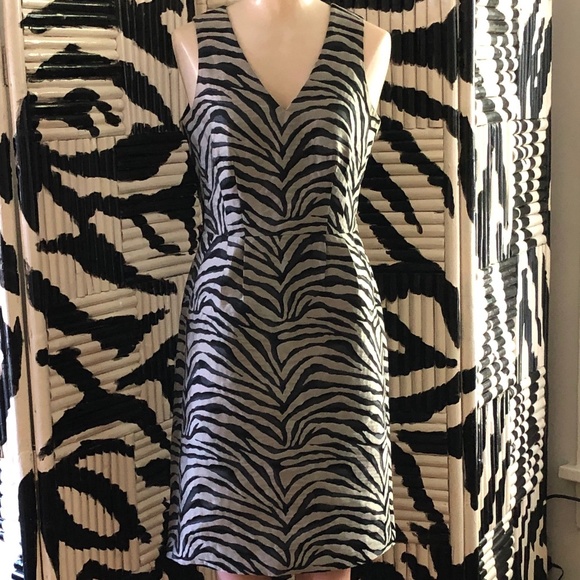 Zebra Print Black and Silver Sheath Dress 4 - Picture 1 of 2